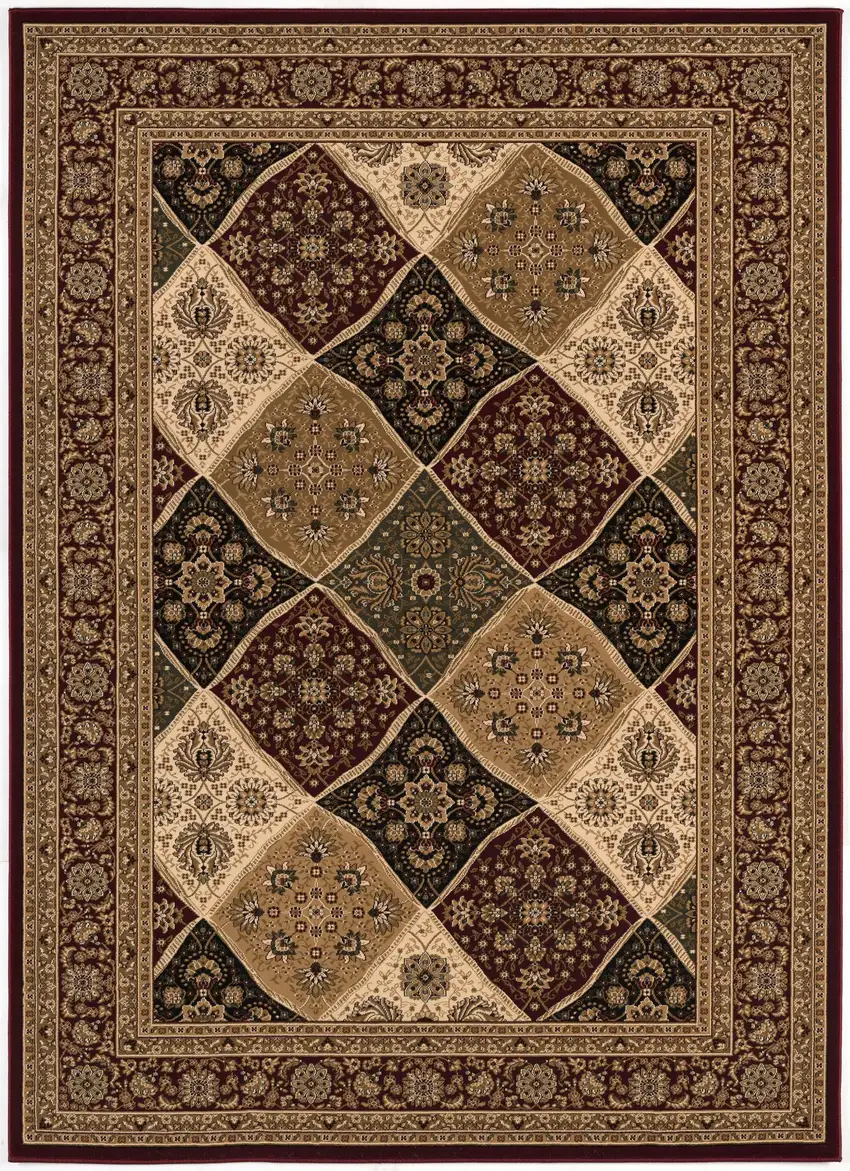 Red Decorative Diamonds Runner Rug Photo 1