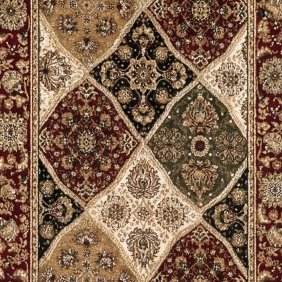 13' Red And Beige Oriental Runner Rug Photo 4