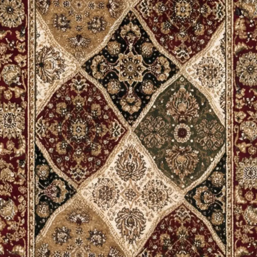 13' Red And Beige Oriental Runner Rug Photo 4