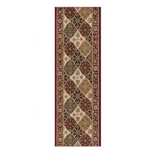 15' Red And Beige Oriental Runner Rug Photo 4