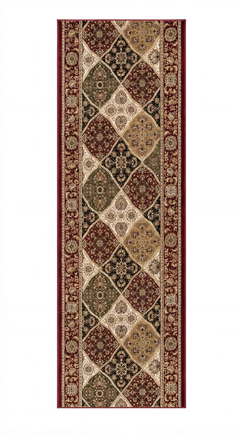15' Red And Beige Oriental Runner Rug Photo 4