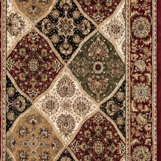 8' Red And Beige Oriental Runner Rug Photo 2