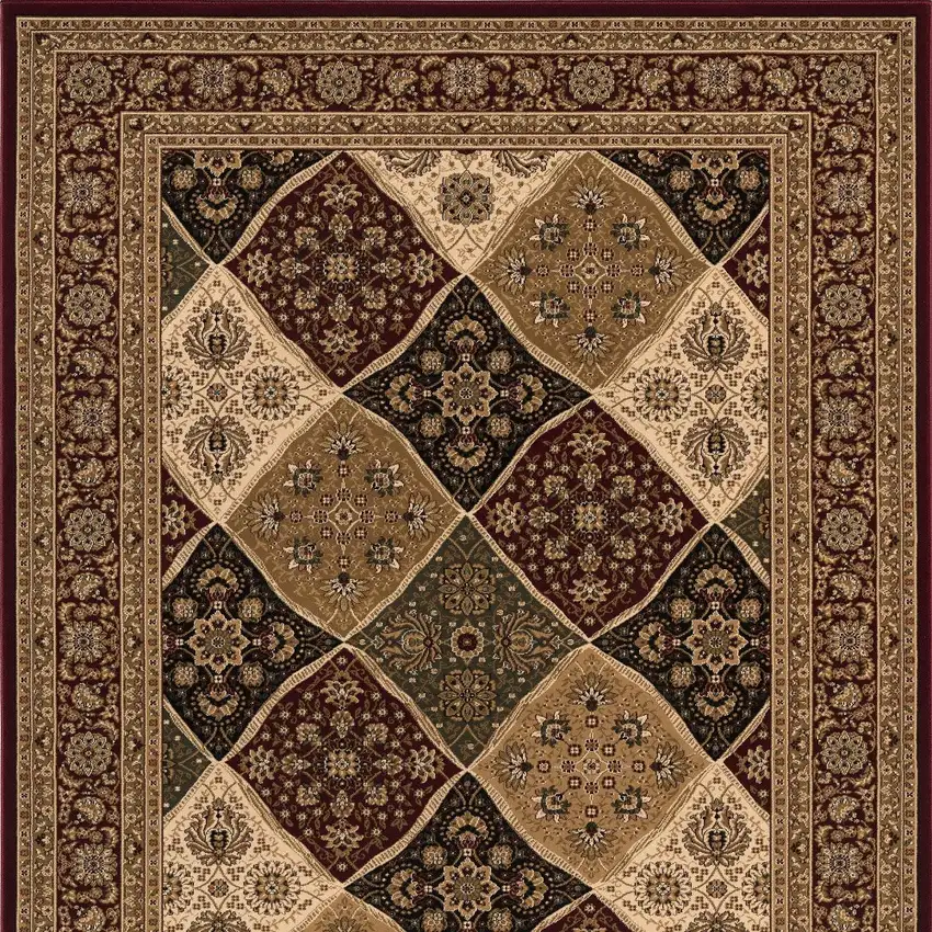 8' Red And Beige Oriental Runner Rug Photo 7
