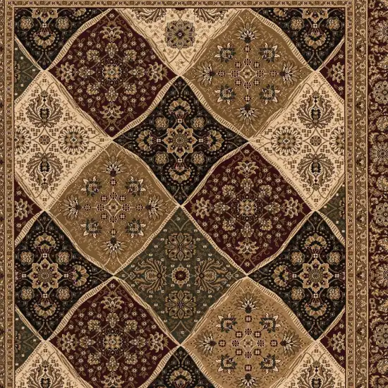 8' Red And Beige Oriental Runner Rug Photo 6