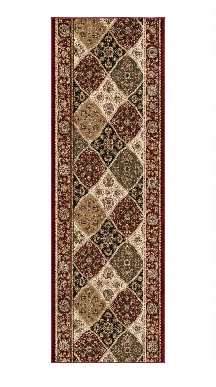 15' Red And Beige Oriental Runner Rug Photo 7
