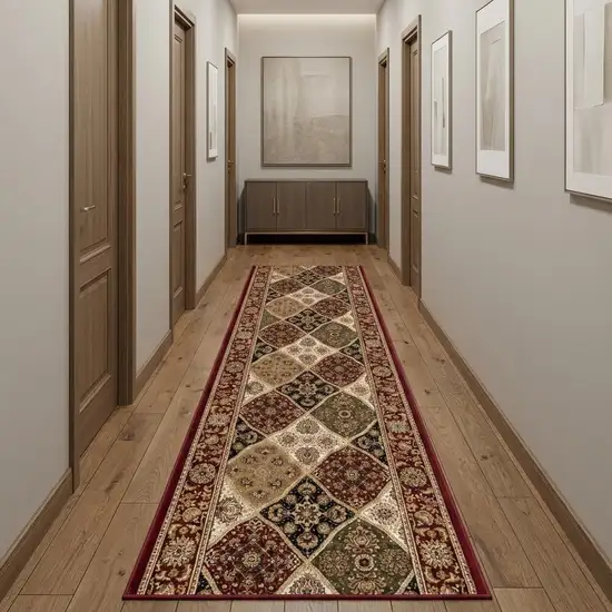 20' Red And Beige Oriental Runner Rug Photo 1