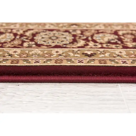 8' Red And Beige Oriental Runner Rug Photo 6