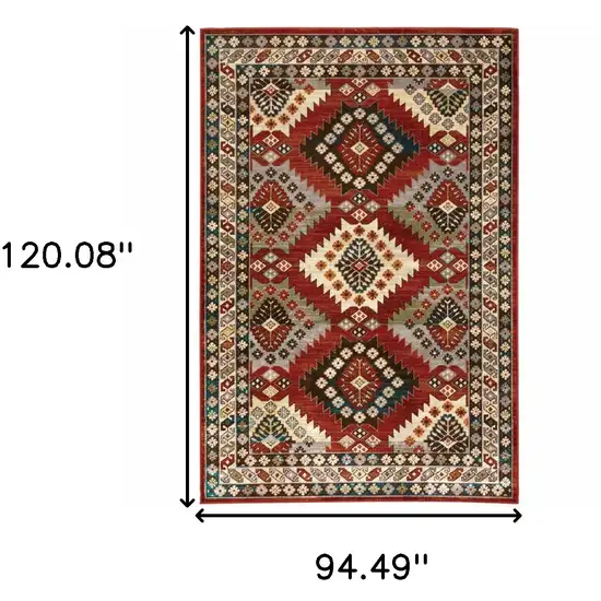 Red Gray And Ivory Southwestern Distressed Area Rug Photo 3