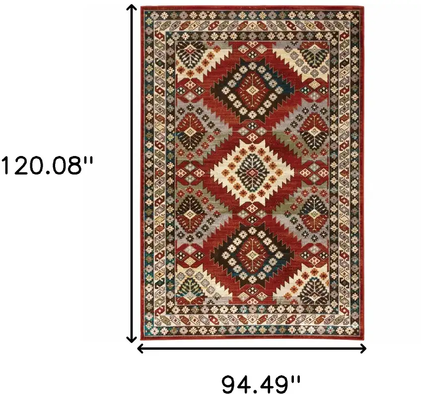 Red Gray And Ivory Southwestern Distressed Area Rug Photo 3