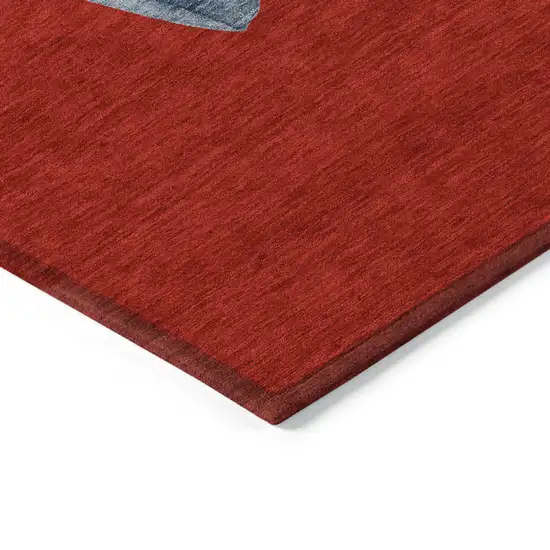 Red Denim Blue And Ivory Snowmen Washable Indoor Outdoor Area Rug Photo 6
