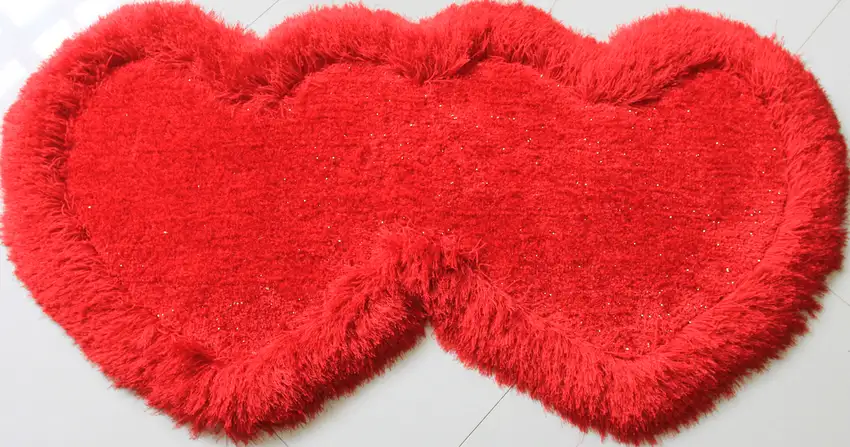 Red Dual Heart Shag Hand Tufted Area Rug Photo 4