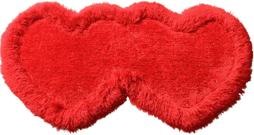 Red Dual Heart Shag Hand Tufted Area Rug Photo 2