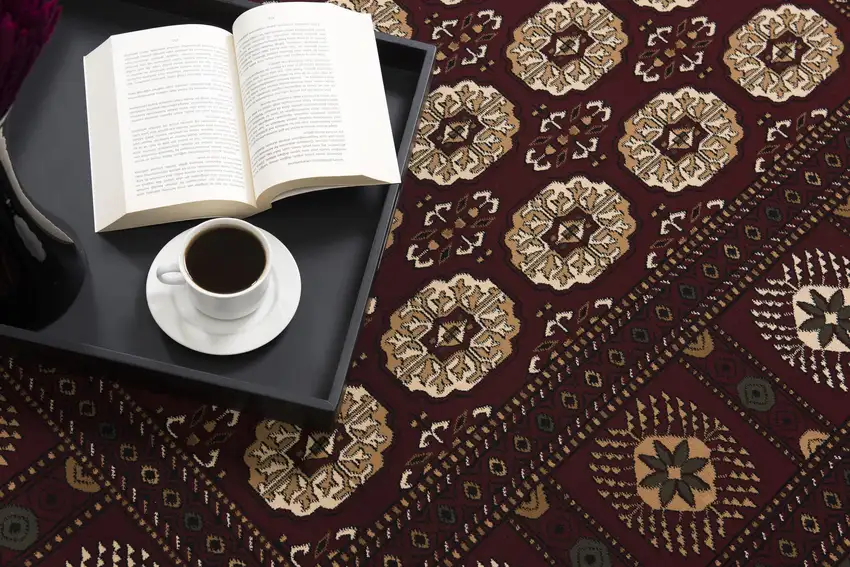 Red Eclectic Geometric Pattern Area Rug Photo 9