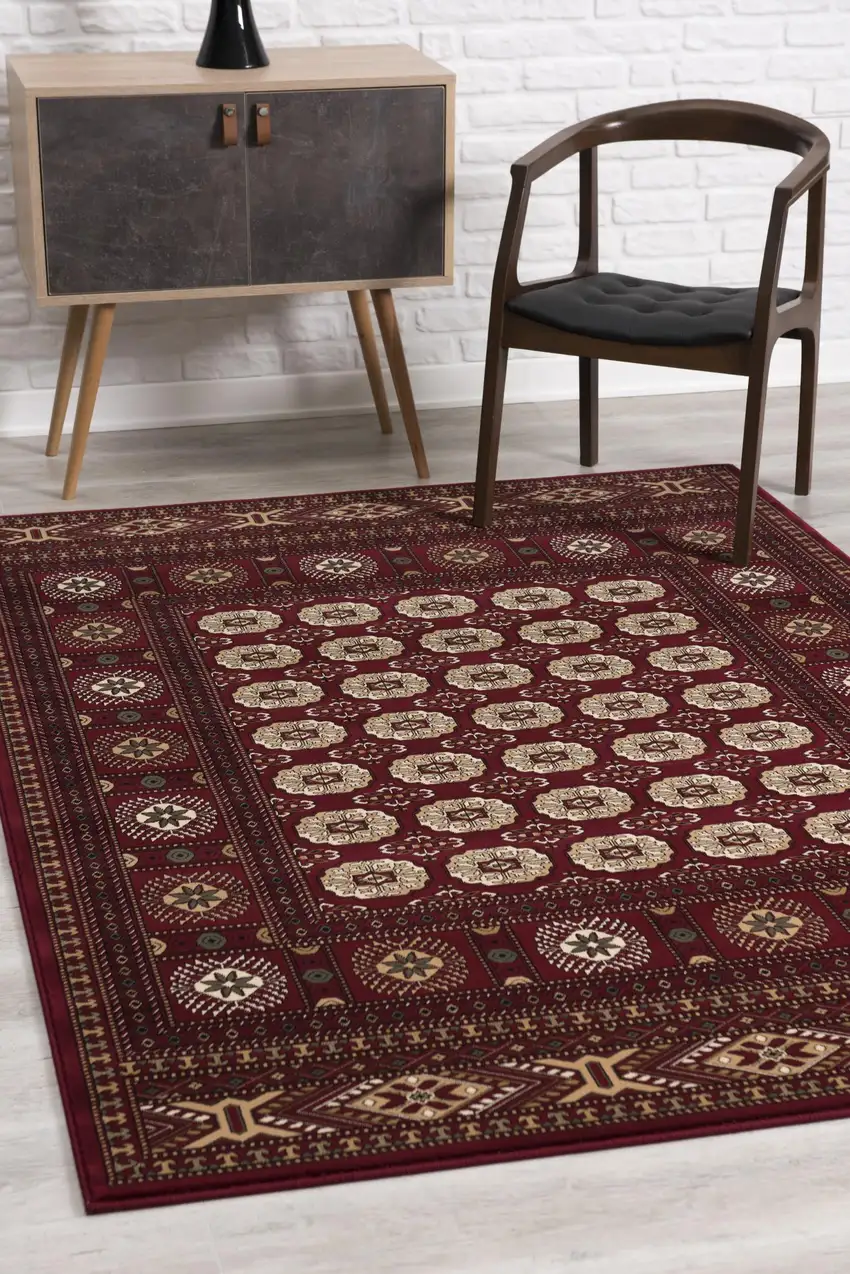 Red Eclectic Geometric Pattern Area Rug Photo 4
