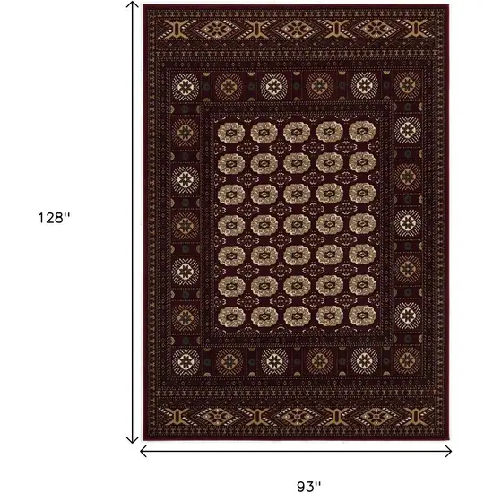 Red and Ivory Floral Medallion Power Loom Area Rug Photo 3