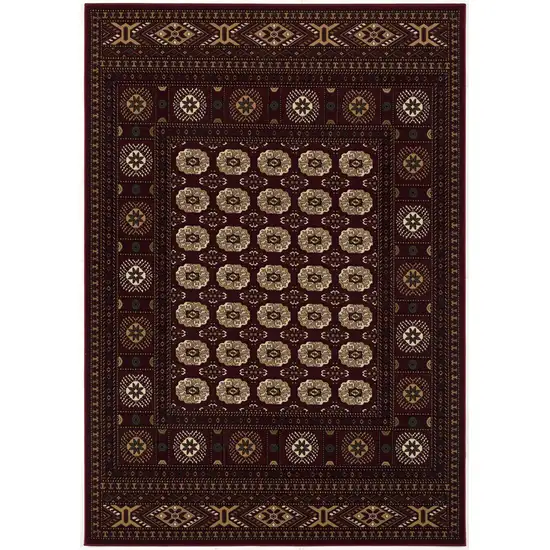 10' Red And Ivory Floral Medallion Runner Rug Photo 6