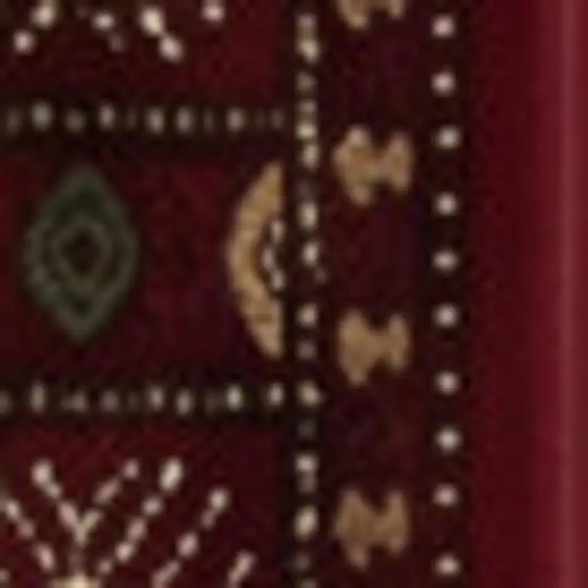 10' Red And Ivory Floral Medallion Runner Rug Photo 2