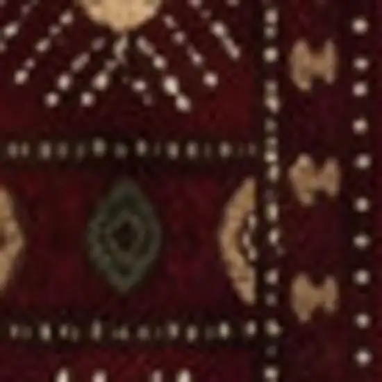 13' Red And Ivory Floral Medallion Runner Rug Photo 2