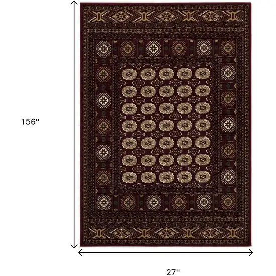 13' Red And Ivory Floral Medallion Runner Rug Photo 4