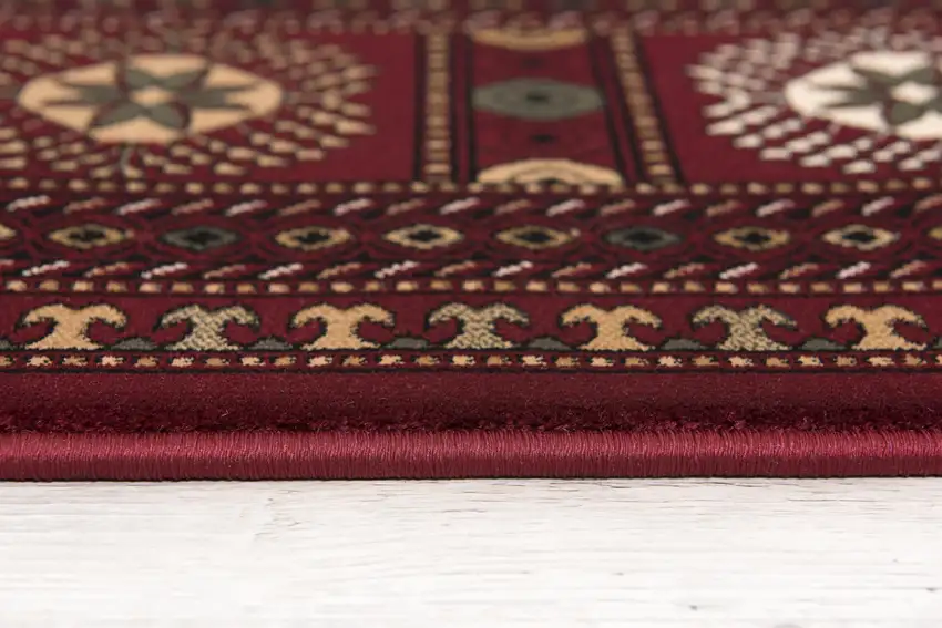 Red Eclectic Geometric Pattern Runner Rug Photo 7