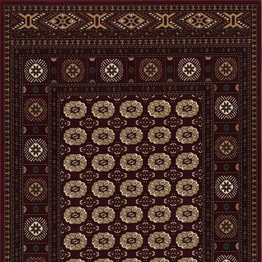 15' Red And Ivory Floral Medallion Runner Rug Photo 5