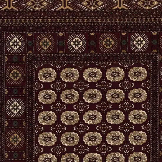 15' Red And Ivory Floral Medallion Runner Rug Photo 4