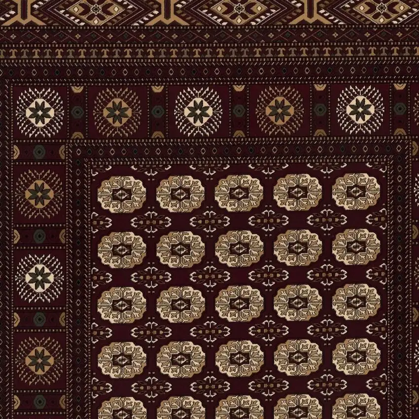 15' Red And Ivory Floral Medallion Runner Rug Photo 4