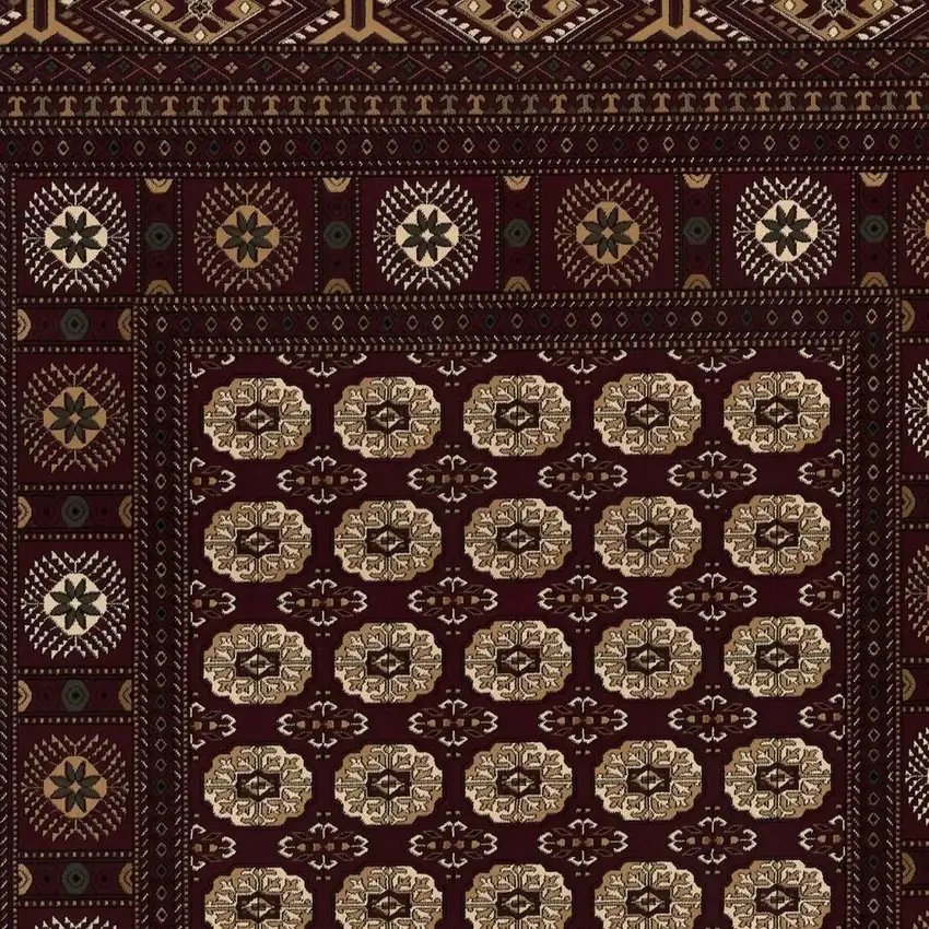 20' Red And Ivory Floral Medallion Runner Rug Photo 4