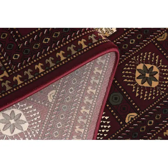 20' Red And Ivory Floral Medallion Runner Rug Photo 7