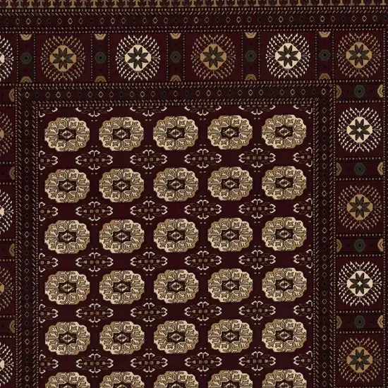 10' Red And Ivory Floral Medallion Runner Rug Photo 4