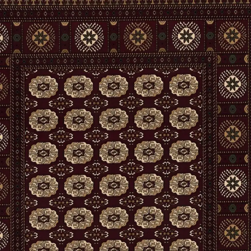 10' Red And Ivory Floral Medallion Runner Rug Photo 4