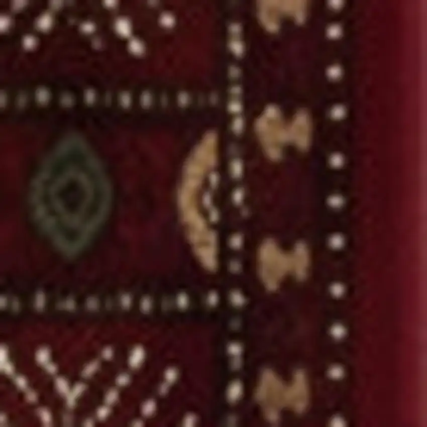 10' Red And Ivory Floral Medallion Runner Rug Photo 2