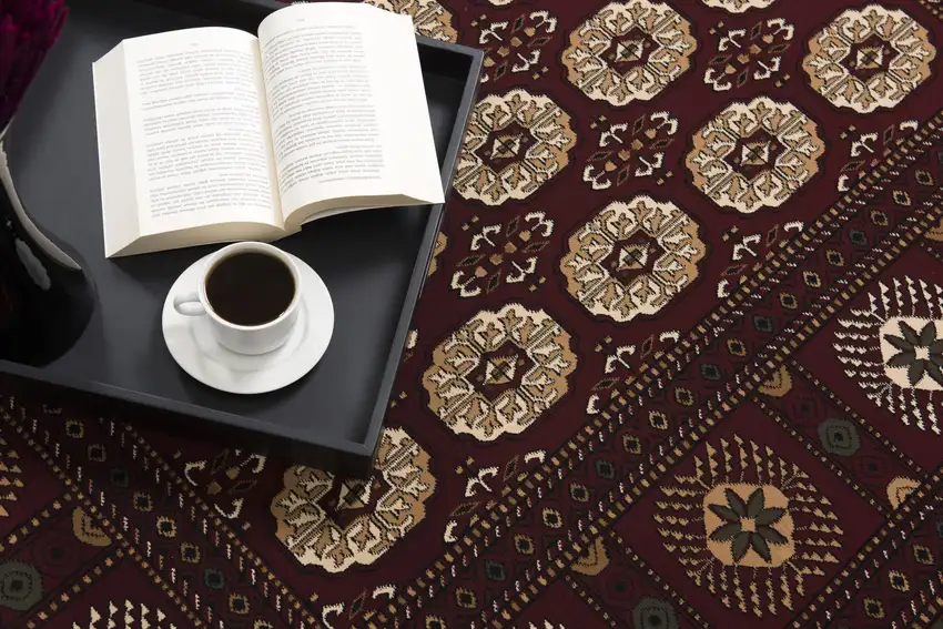 Red Eclectic Geometric Pattern Runner Rug Photo 9