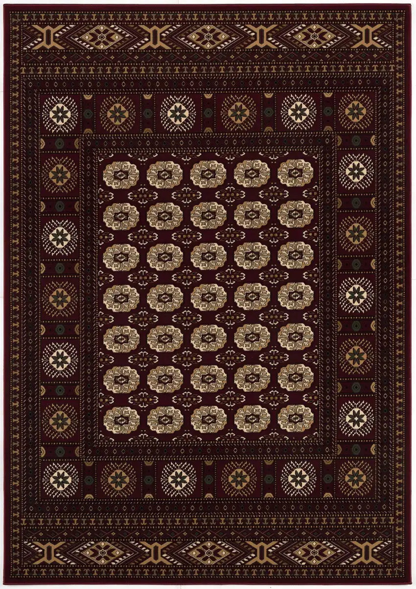 Red Eclectic Geometric Pattern Runner Rug Photo 3