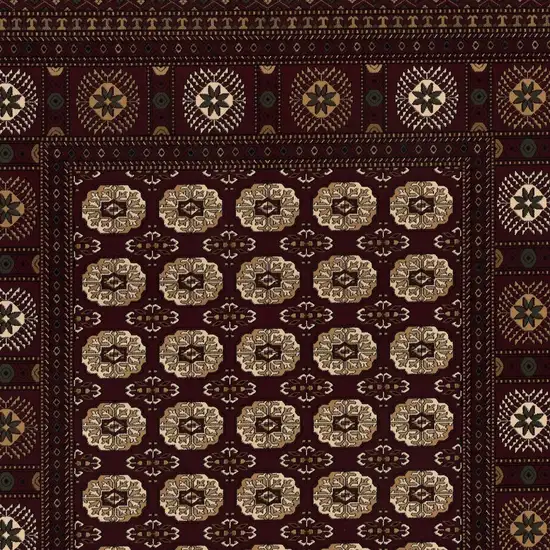 13' Red And Ivory Floral Medallion Runner Rug Photo 5