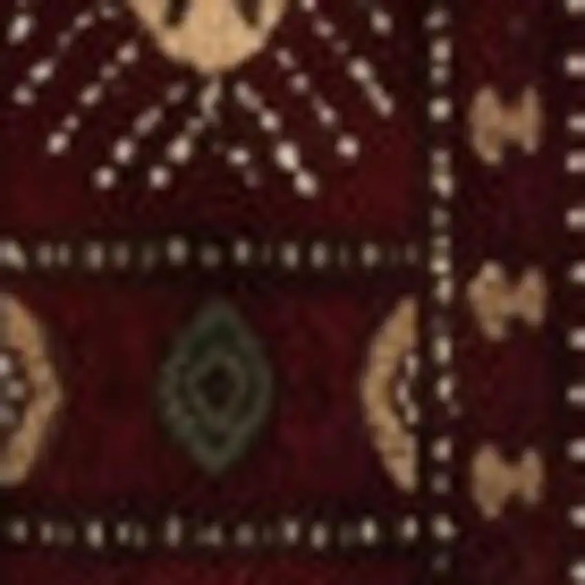 13' Red And Ivory Floral Medallion Runner Rug Photo 2