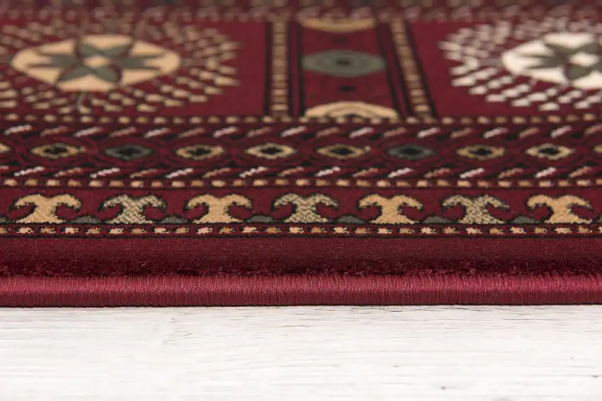 15' Red And Ivory Floral Medallion Runner Rug Photo 9