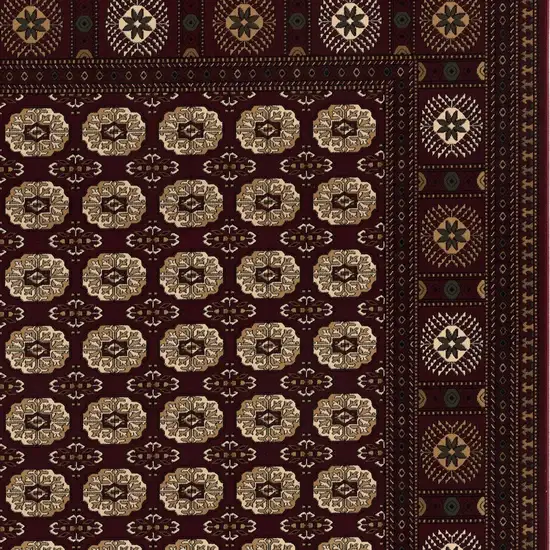 20' Red And Ivory Floral Medallion Runner Rug Photo 5