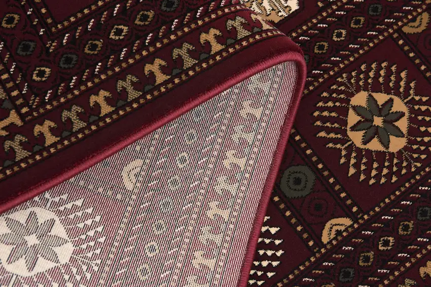 20' Red And Ivory Floral Medallion Runner Rug Photo 8