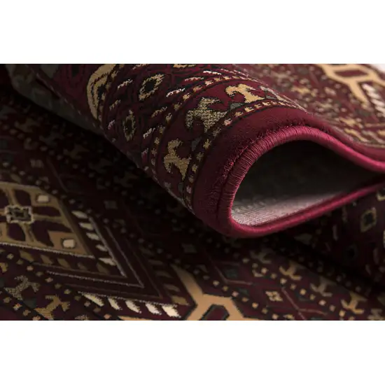 20' Red And Ivory Floral Medallion Runner Rug Photo 6