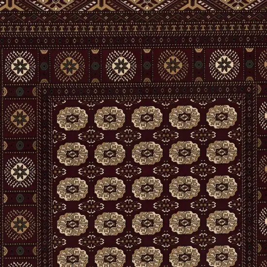 8' Red And Ivory Floral Medallion Runner Rug Photo 5