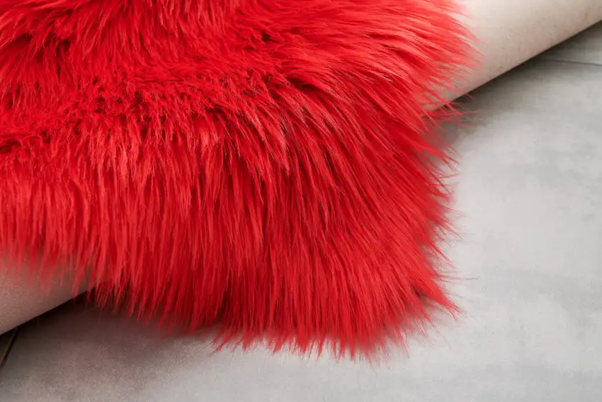 Red Faux Fur Shag Sheepskin Washable Area Rug Photo 6