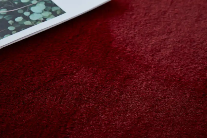 Red Faux Fur Shag Washable Non Skid Area Rug Photo 7