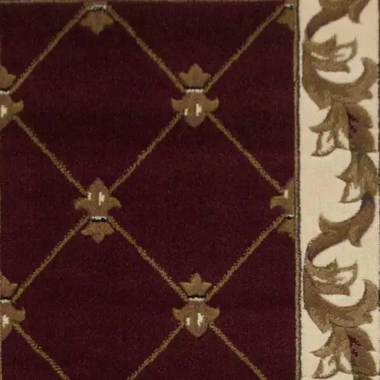 8' Red And Ivory Floral Vines Runner Rug Photo 8