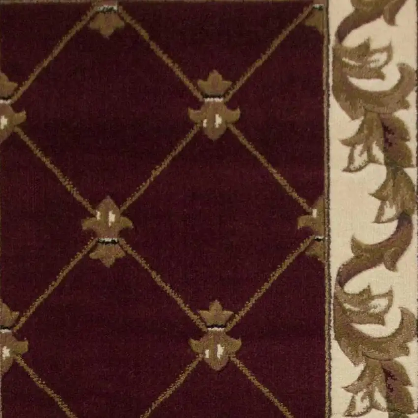 8' Red And Ivory Floral Vines Runner Rug Photo 8