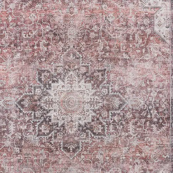 Red Floral Distressed Area Rug Photo 9