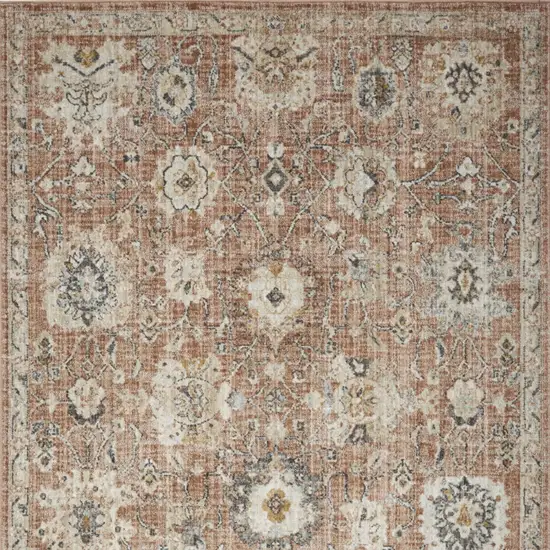 Red Floral Distressed Area Rug Photo 8