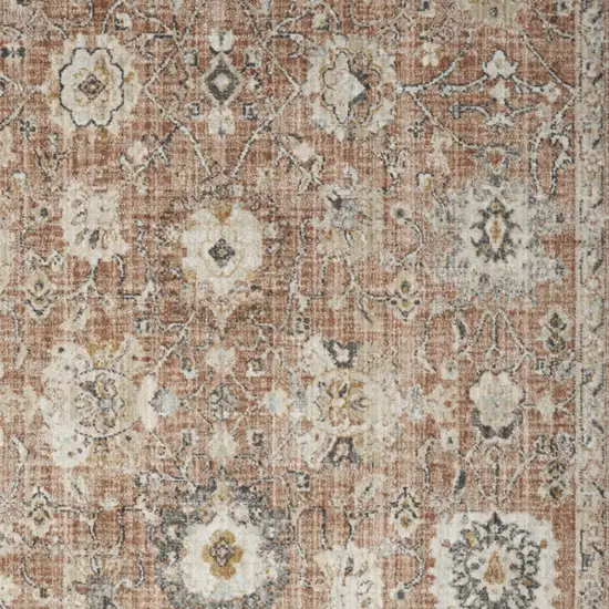 Red Floral Distressed Area Rug Photo 9