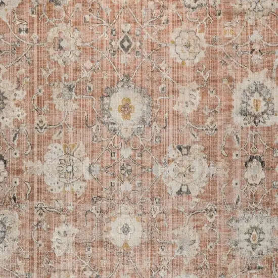 Red Floral Distressed Area Rug Photo 9
