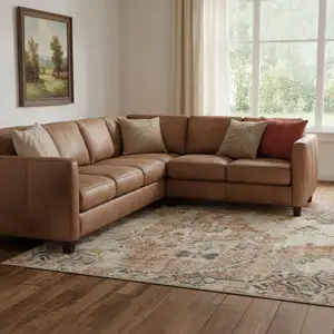 Photo of Red Floral Distressed Area Rug